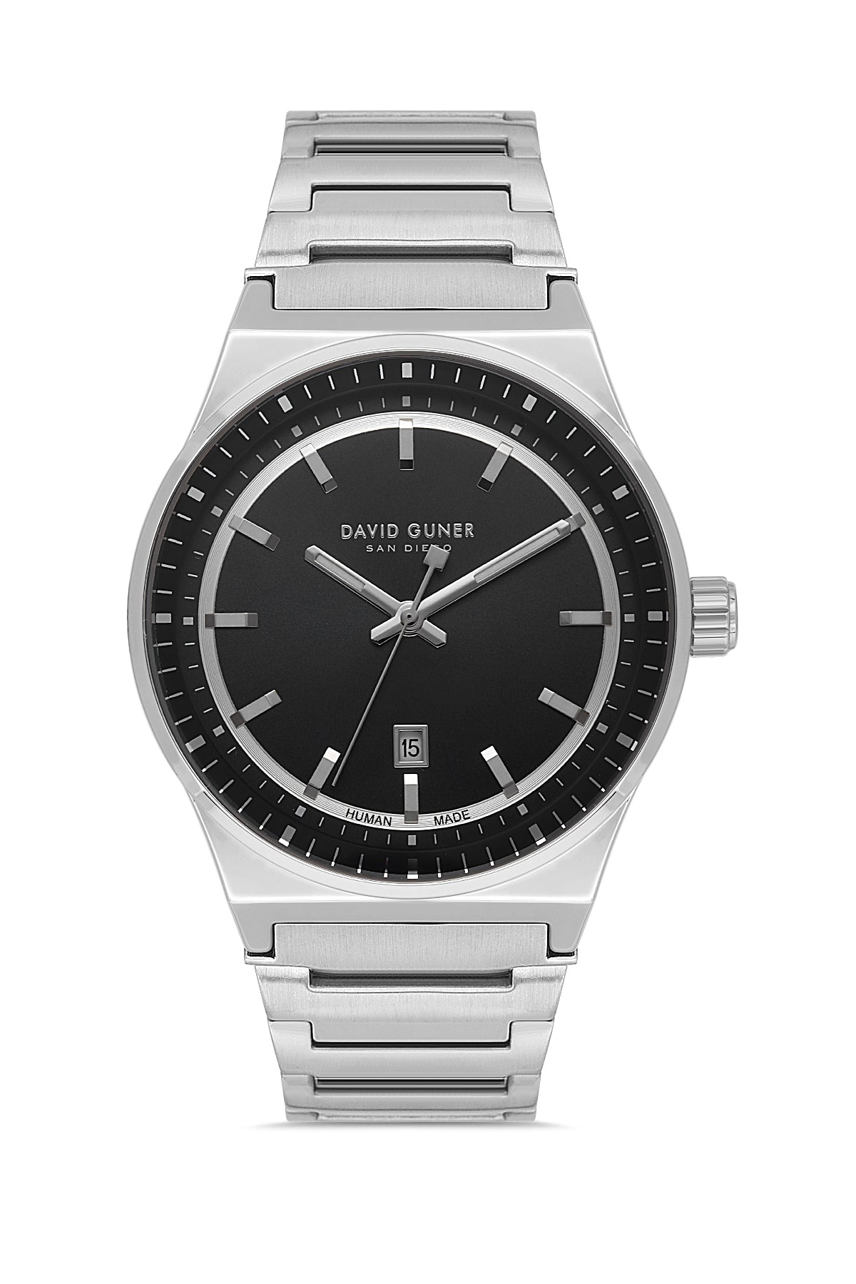 DAVID GUNER Gümüş Kaplamalı Siyah Kadranlı Erkek Kol Saati - DG-8890GA-A2