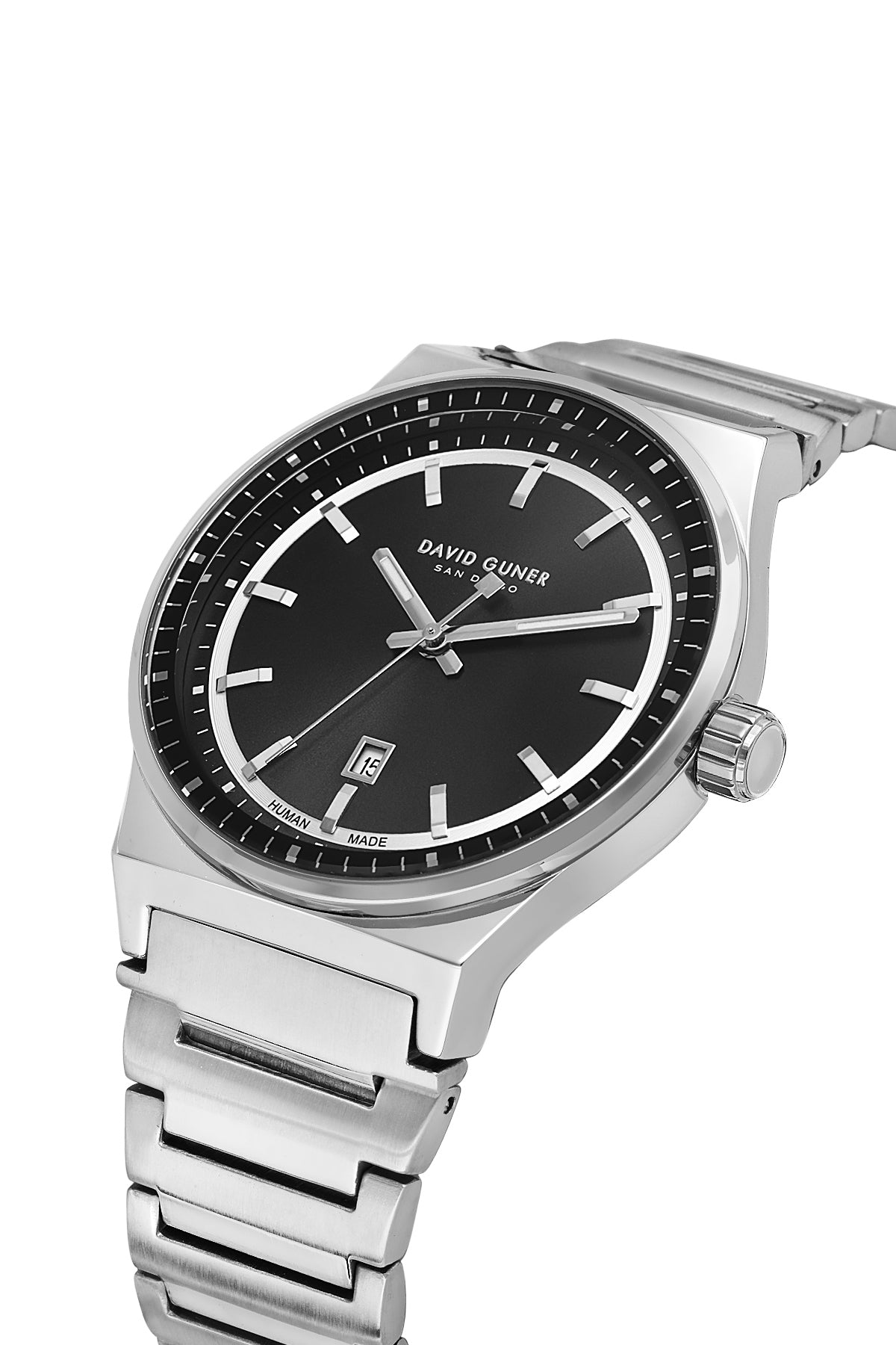 DAVID GUNER Gümüş Kaplamalı Siyah Kadranlı Erkek Kol Saati - DG-8890GA-A2