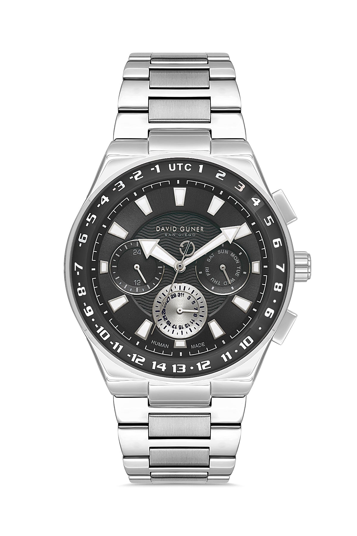 DAVID GUNER Gümüş Kaplamalı Siyah Kadranlı Erkek Kol Saati - DG-8898GA-A2