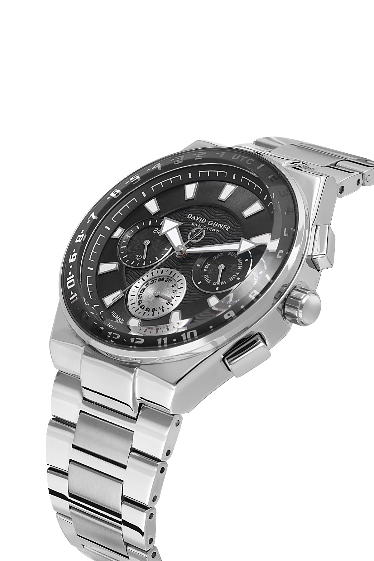 DAVID GUNER Gümüş Kaplamalı Siyah Kadranlı Erkek Kol Saati - DG-8898GA-A2