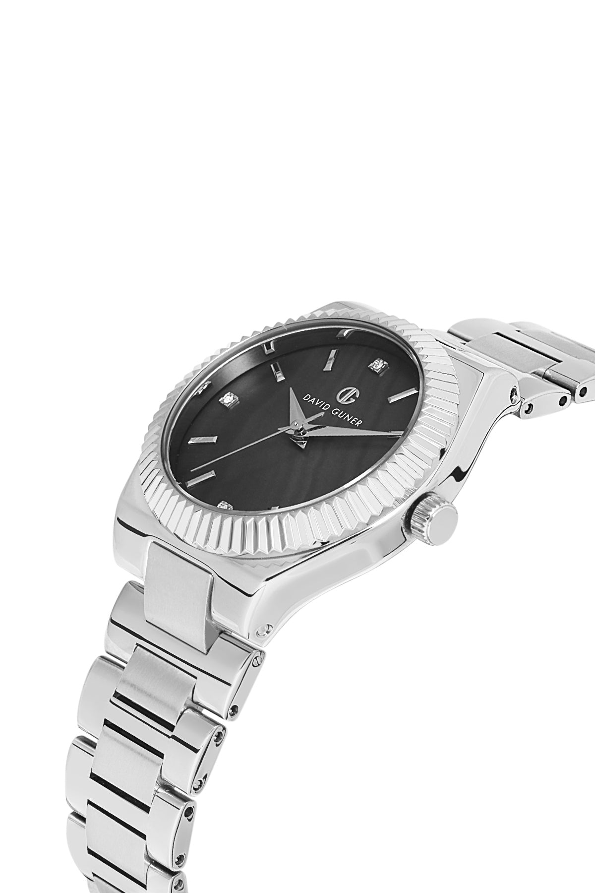 DAVID GUNER Silver Plating Black Dial Women's Watch
