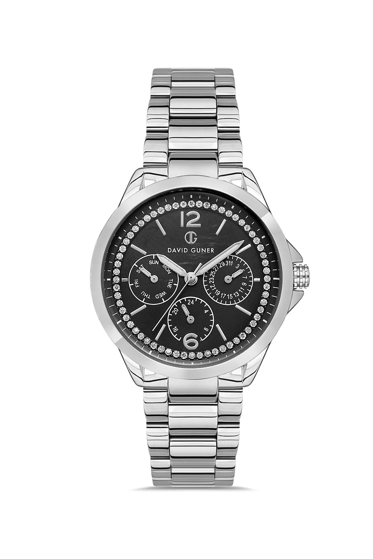 DAVID GUNER Silver Plating Black Dial Women's Watch