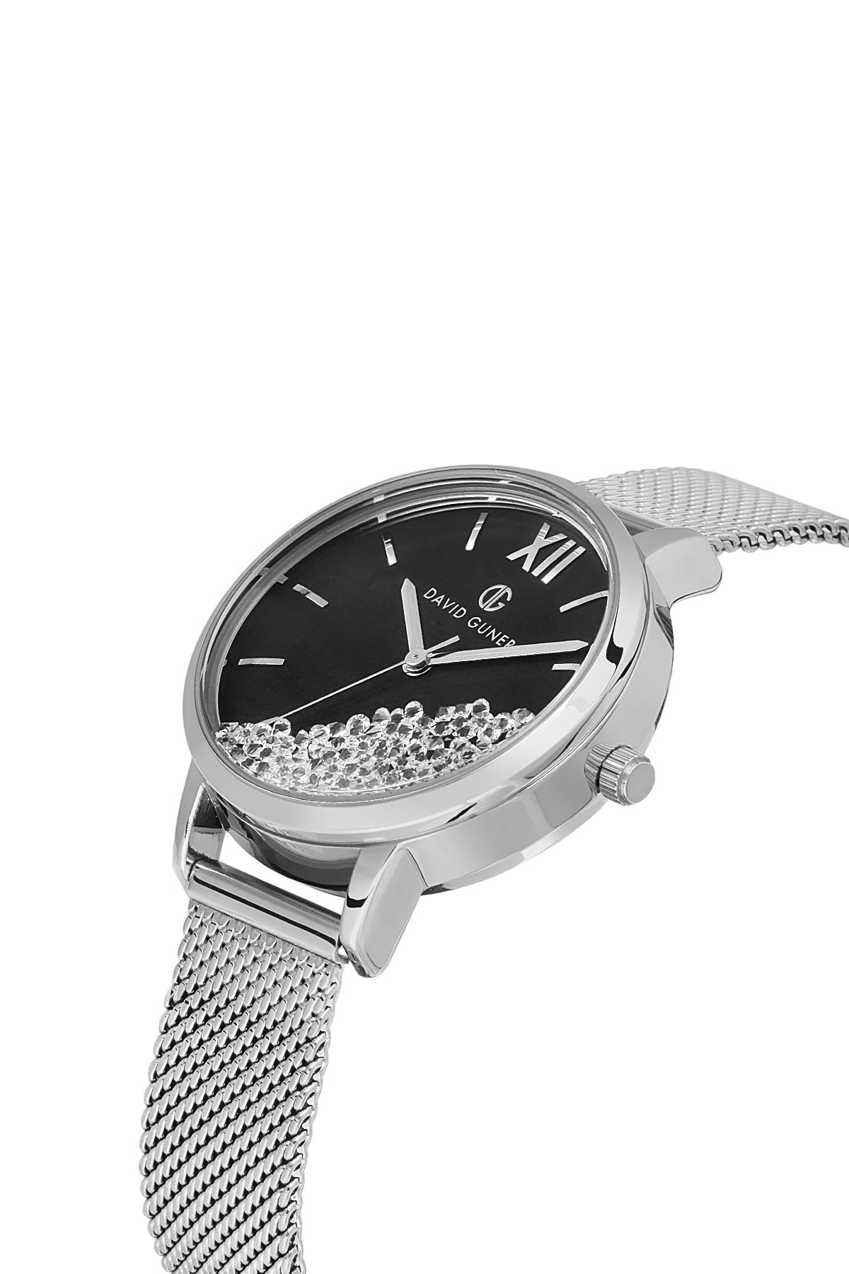 DAVID GUNER GÜMÜŞ KAPLAMALI SİYAH KADRANLI KADIN KOL SAATİ DG-8428LC-A2
