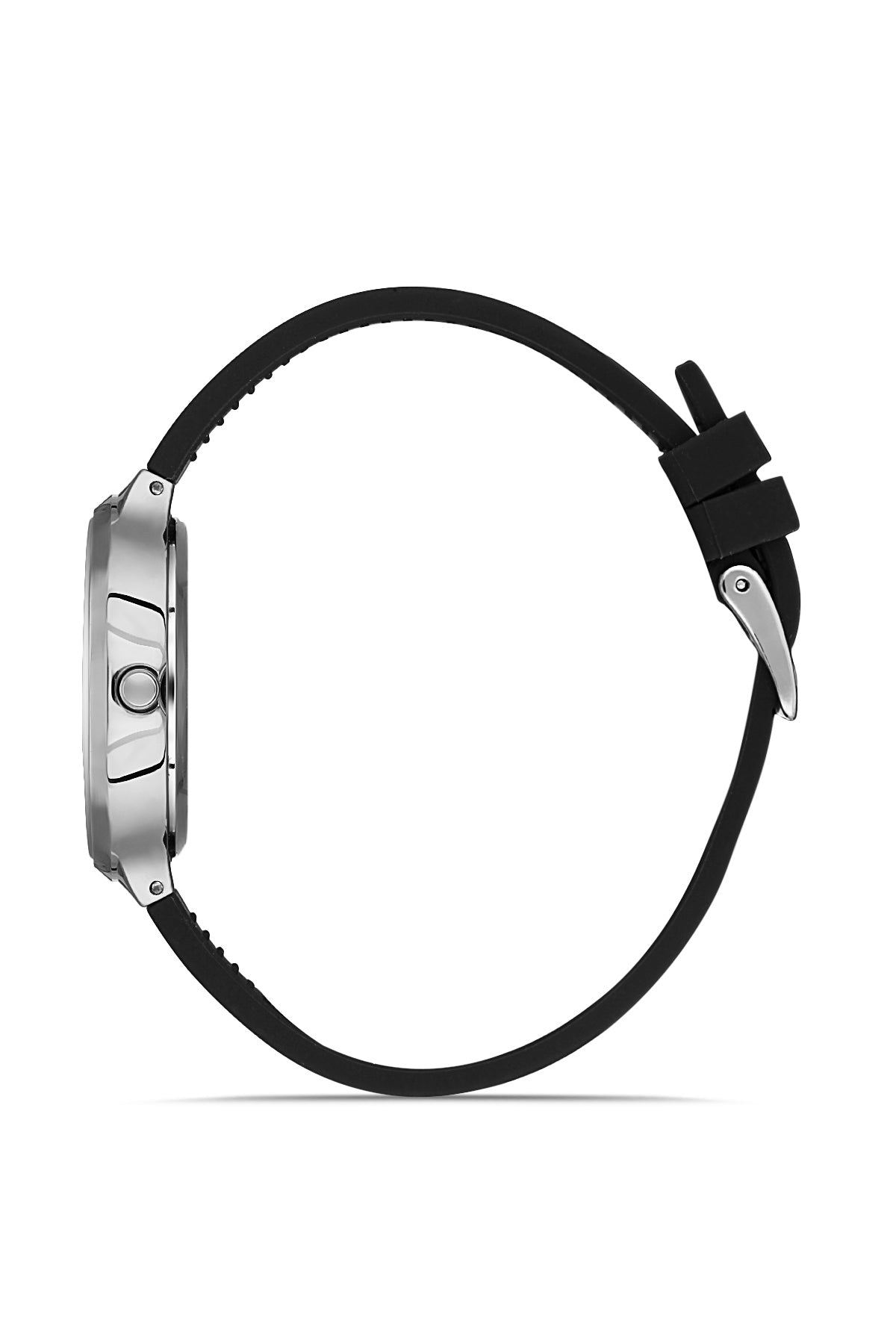 DAVID GUNER Gümüş Renk Kaplamalı Siyah Silikon Kordonlu Kadın Kol Saati - DG-8605LD-J2