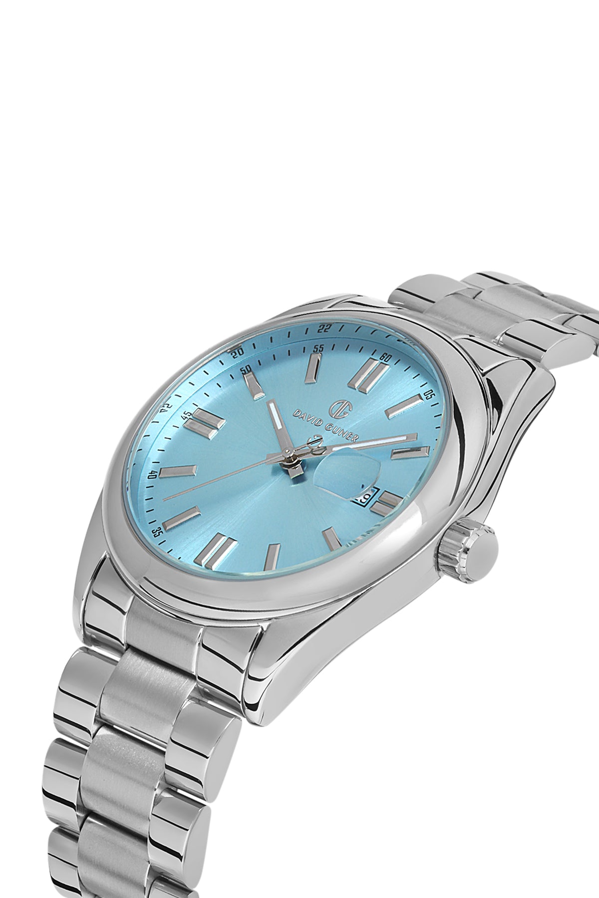 DAVID GUNER GÜMÜŞ KAPLAMALI TURKUAZ KADRANLI ERKEK KOL SAATİ - DG-8390GA-A18