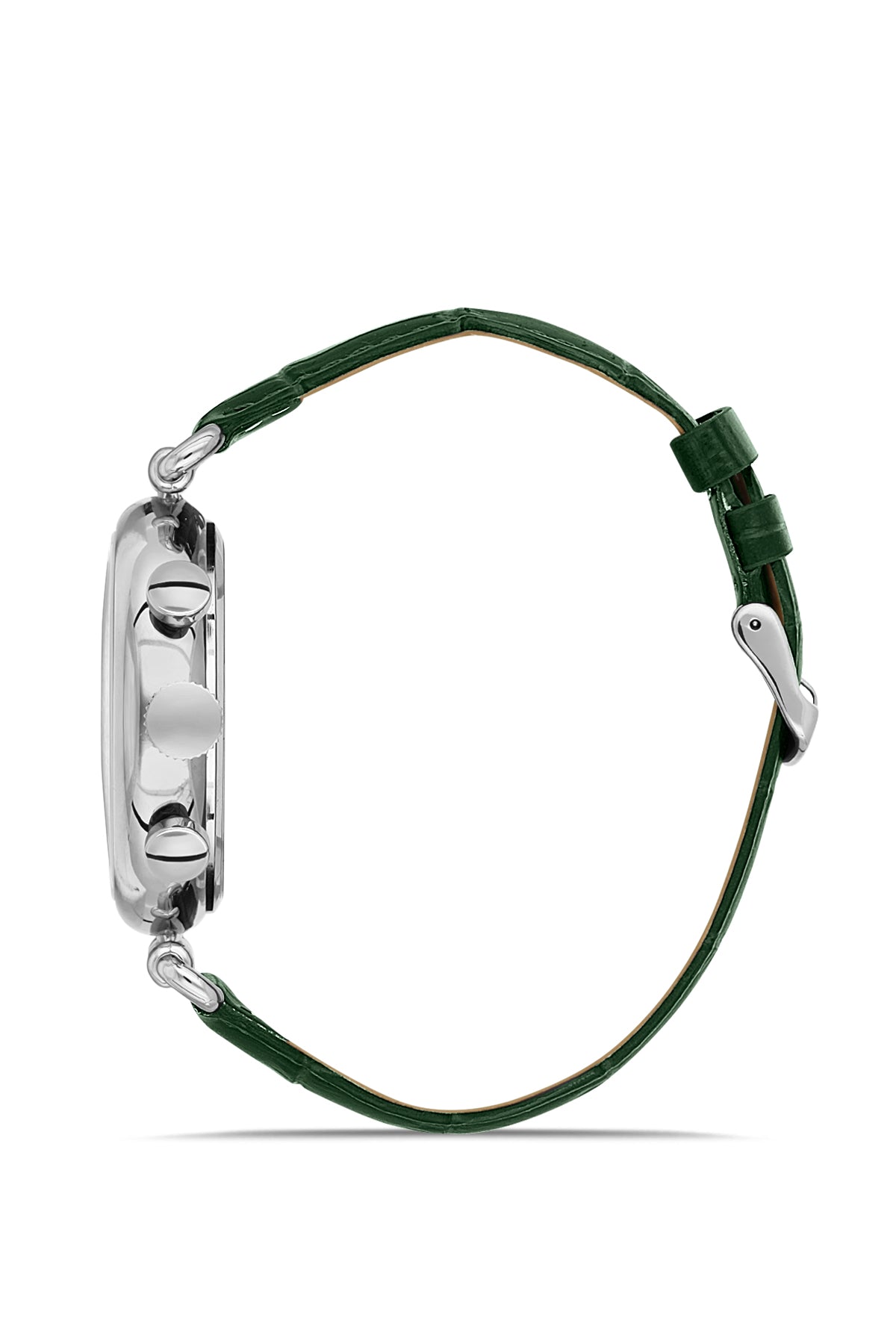 DAVID GUNER Silver Plating Green Dial Men's Watch with Leather Band