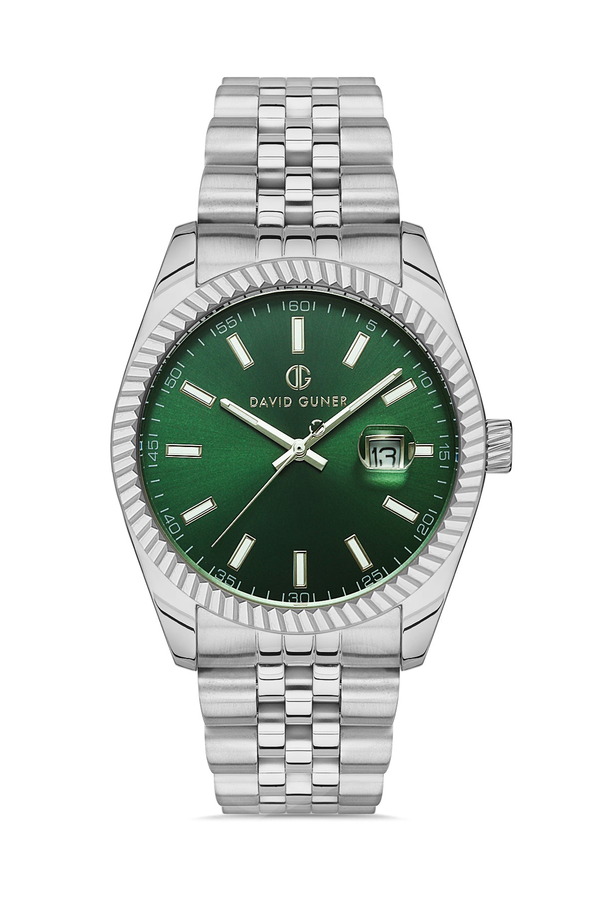 DAVID GUNER GÜMÜŞ KAPLAMALI YEŞİL KADRANLI ERKEK KOL SAATİ - DG-8058GA-A10