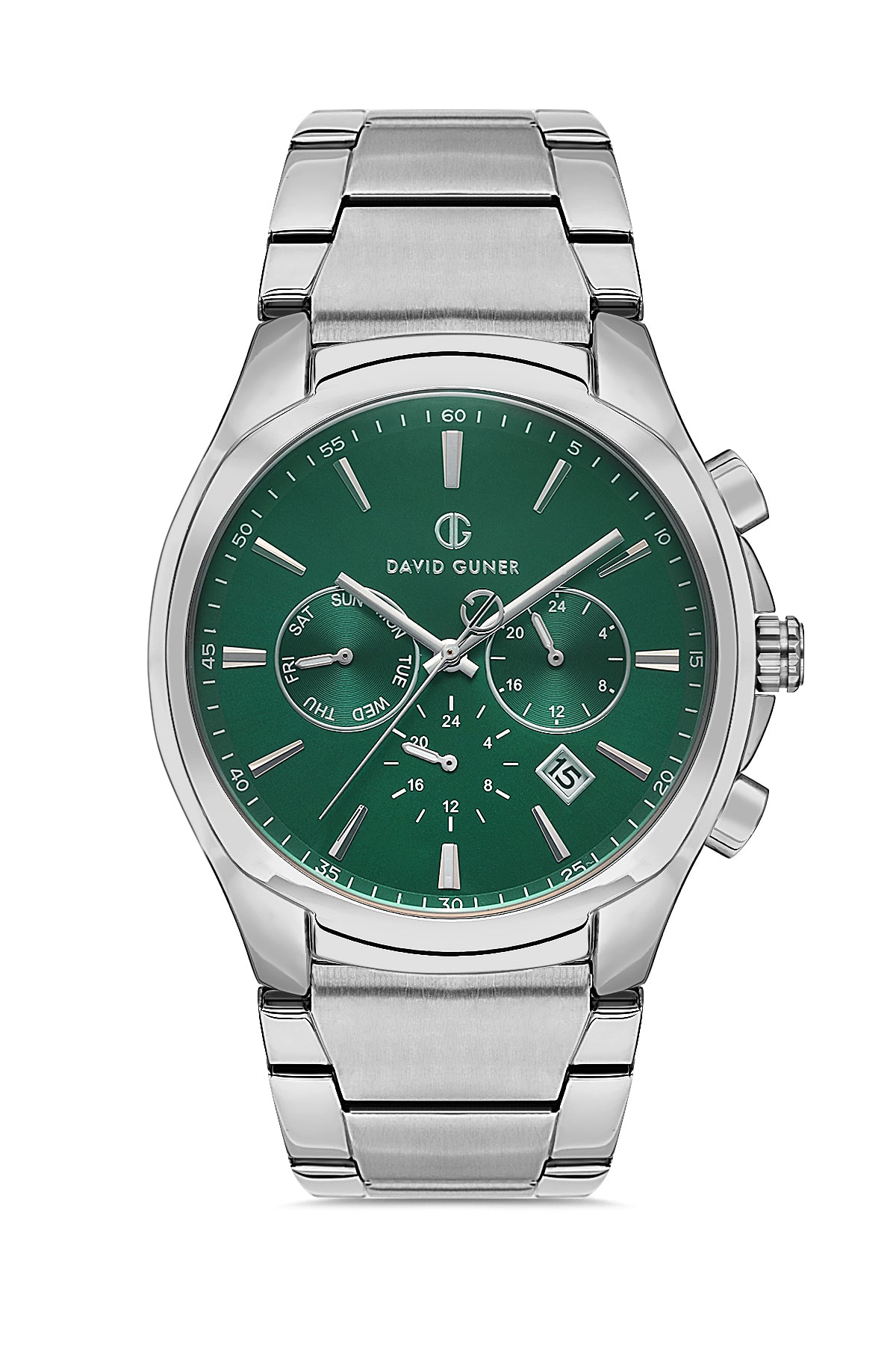 DAVID GUNER GÜMÜŞ KAPLAMALI YEŞİL KADRANLI ERKEK KOL SAATİ - DG-8395GA-A10