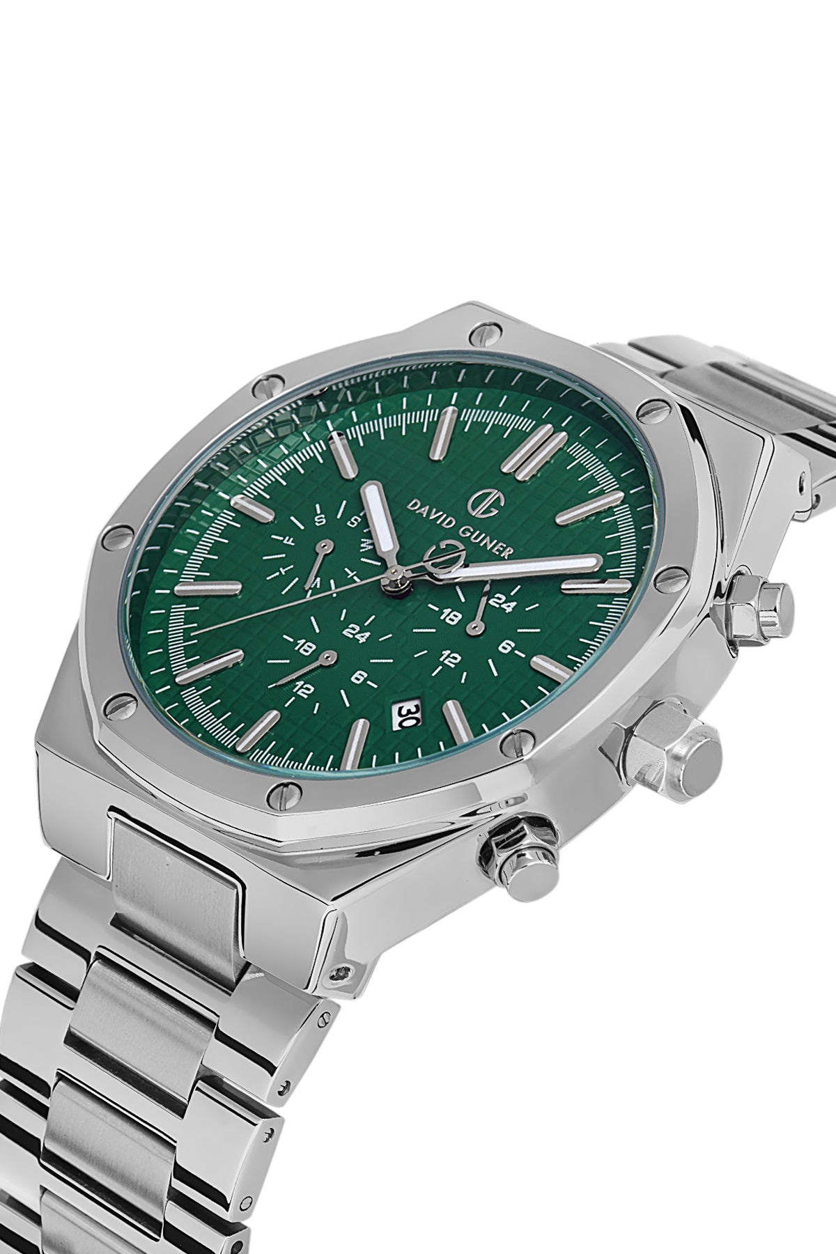 DAVID GUNER GÜMÜŞ KAPLAMALI YEŞİL KADRANLI ERKEK KOL SAATİ DG-8411GA-A10
