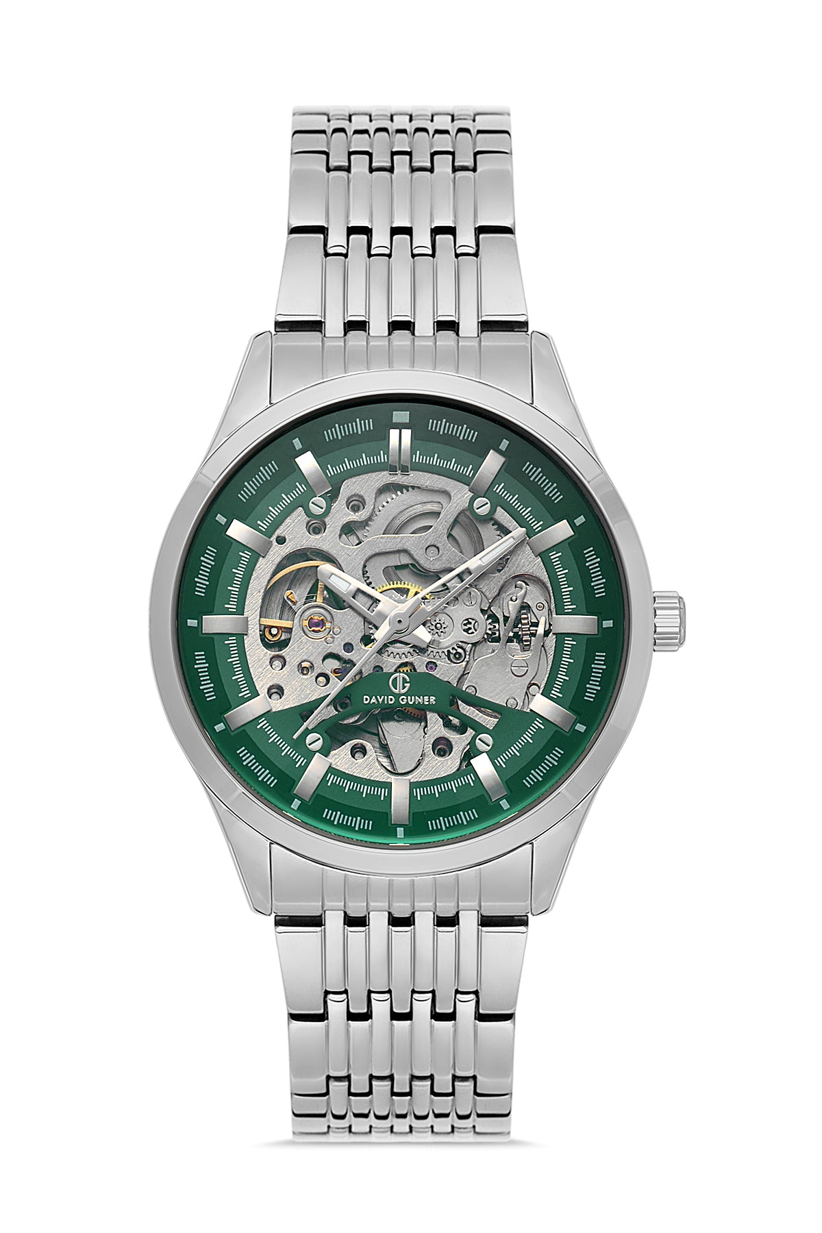 DAVID GUNER Yeşil Kadranlı Gümüş Kaplamalı Otomatik Erkek Kol Saati - DG-8505GA-A10