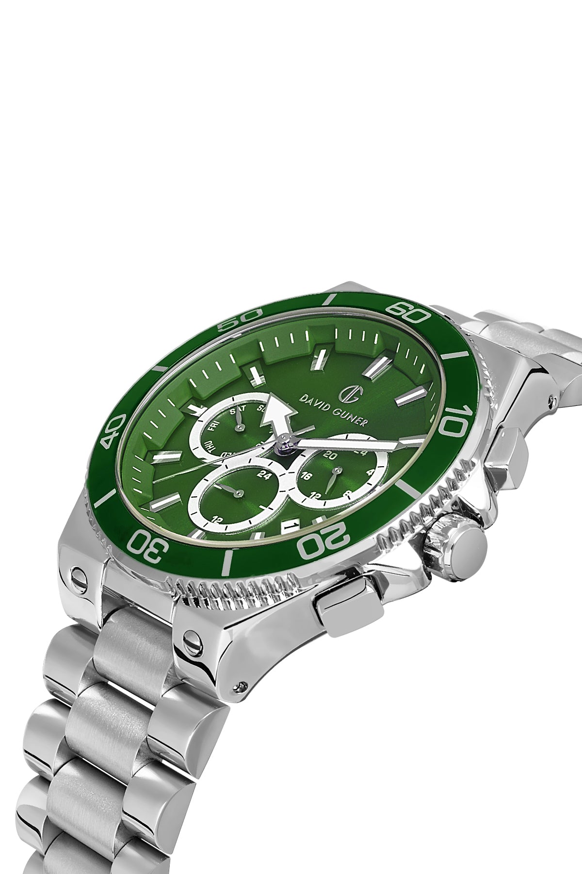 DAVID GUNER Yeşil Kadranlı Gümüş Kaplamalı Multifonksiyonlu Erkek Kol Saati - DG-8654GA-A10