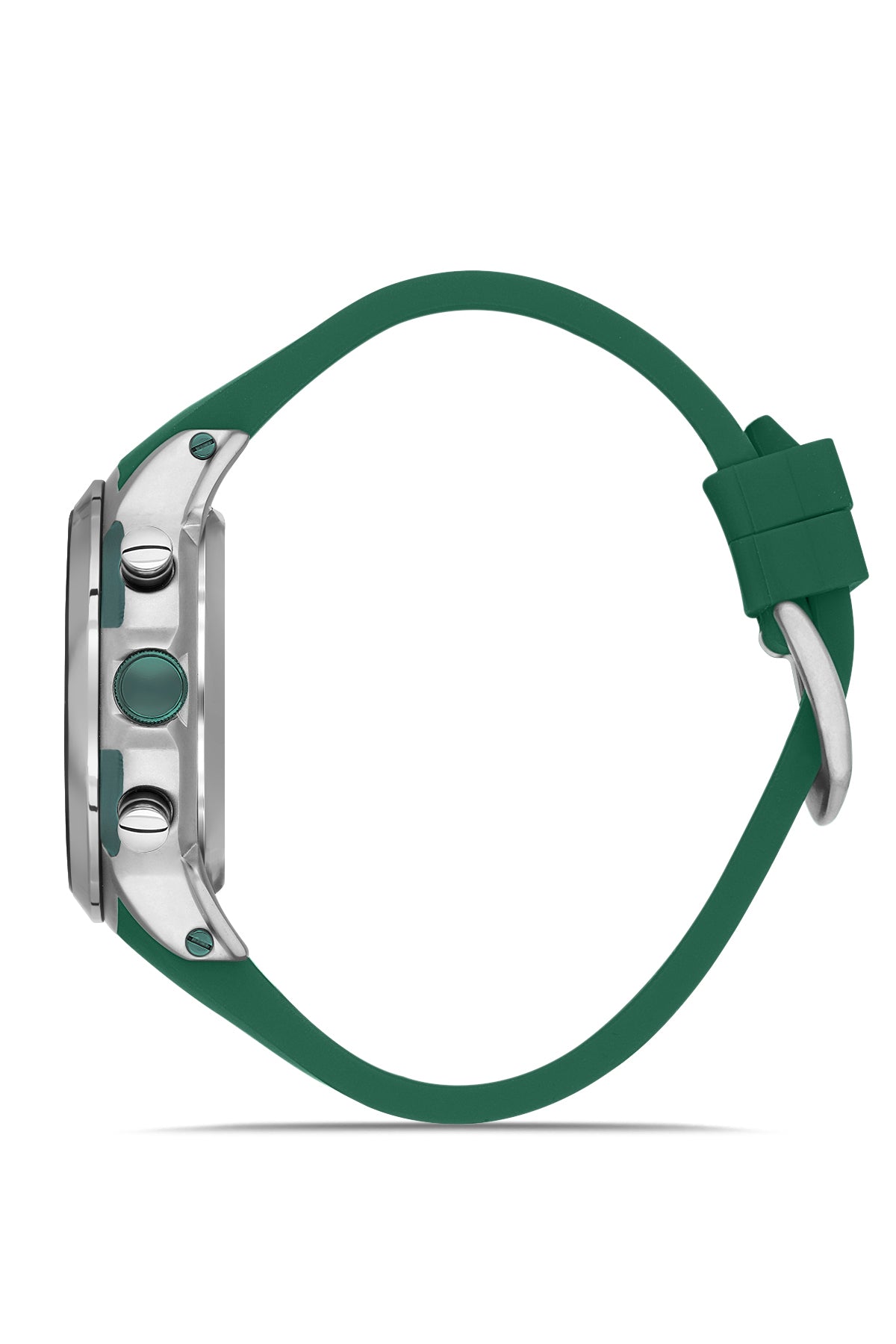 Davıd Guner Silver Plating Green Silicone Band Men's Watch