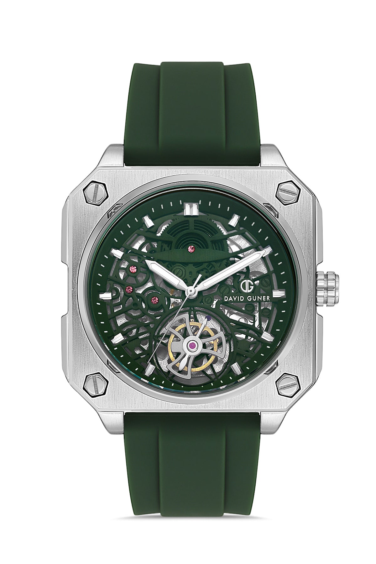 DAVID GUNER Gümüş Kaplamalı Yeşil Kadranlı Erkek Kol Saati - DG-8736GD-ZM10