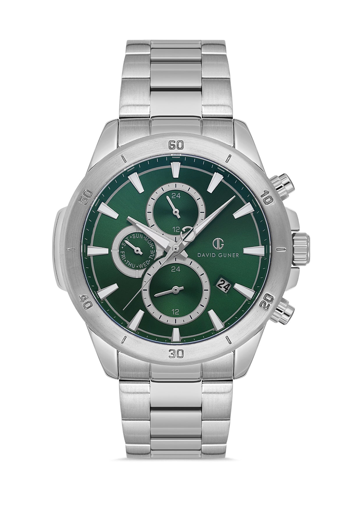 DAVID GUNER GÜMÜŞ KAPLAMALI YEŞİL KADRANLI ERKEK KOL SAATİ - DG-8742GA-A10