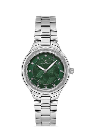 DAVID GUNER GÜMÜŞ KAPLAMALI YEŞİL KADRANLI KADIN KOL SAATİ - DG-8728LA-A10