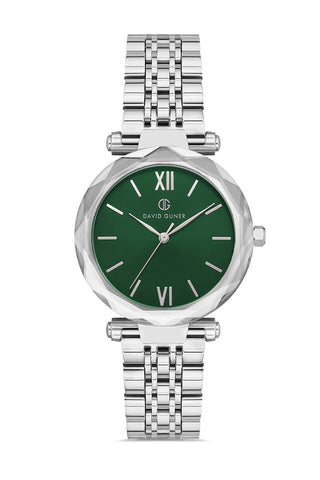 DAVID GUNER GÜMÜŞ KAPLAMALI YEŞİL KADRANLI KADIN KOL SAATİ - DG-8183LA-A10