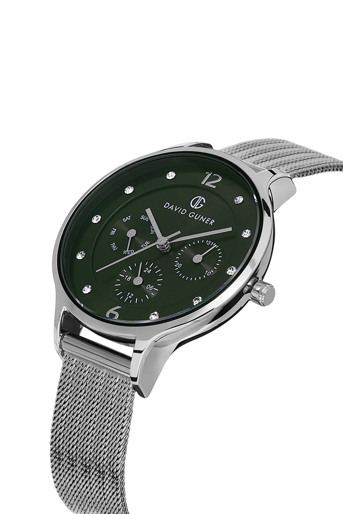 DAVID GUNER GÜMÜŞ KAPLAMALI YEŞİL KADRANLI KADIN KOL SAATİ - DG-8120LC-A10