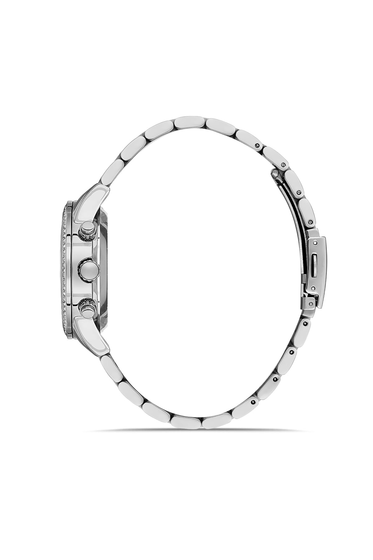 DAVID GUNER Yeşil Kadranlı Gümüş Kaplama Paslanmaz Masif Çelik Kordonlu Multi Fonksiyonlu Kadın Kol Saati