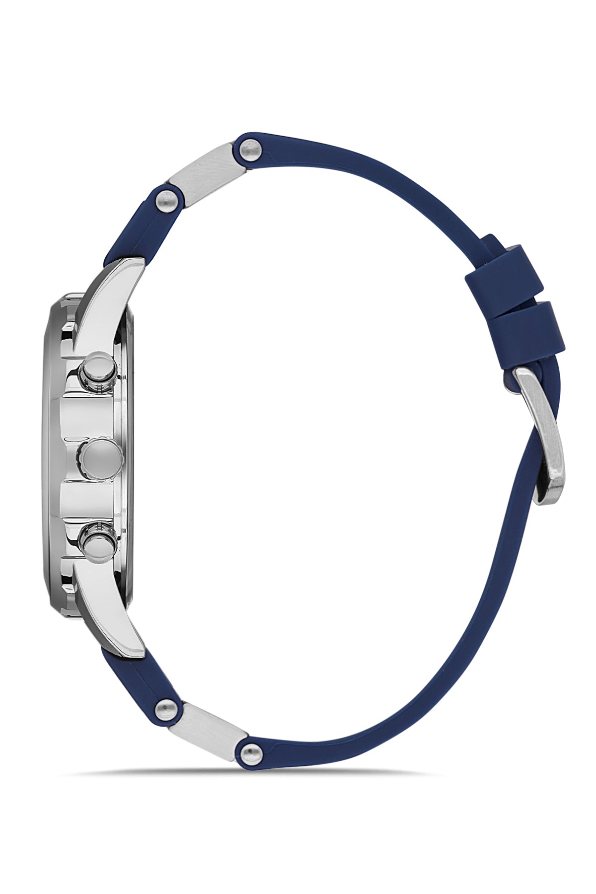 DAVID GUNER Gümüş Mavi Kaplama Mavi Kadranlı Multi Fonksiyonlu Silikon Kayışlı Erkek Kol Saati - DG-8456GD-L3