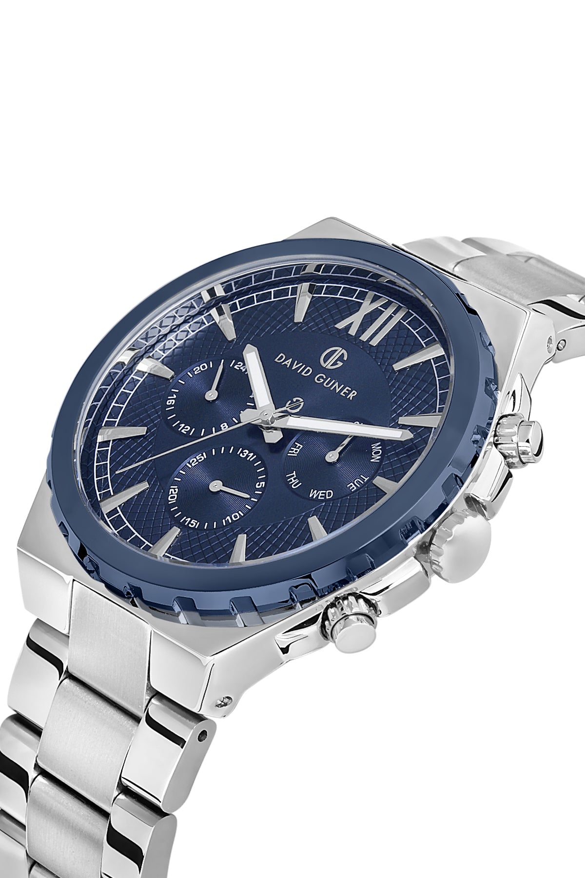 DAVID GUNER Gümüş mavi Kaplamalı Mavi Kadranlı Erkek Kol Saati - DG-8410GA-L3