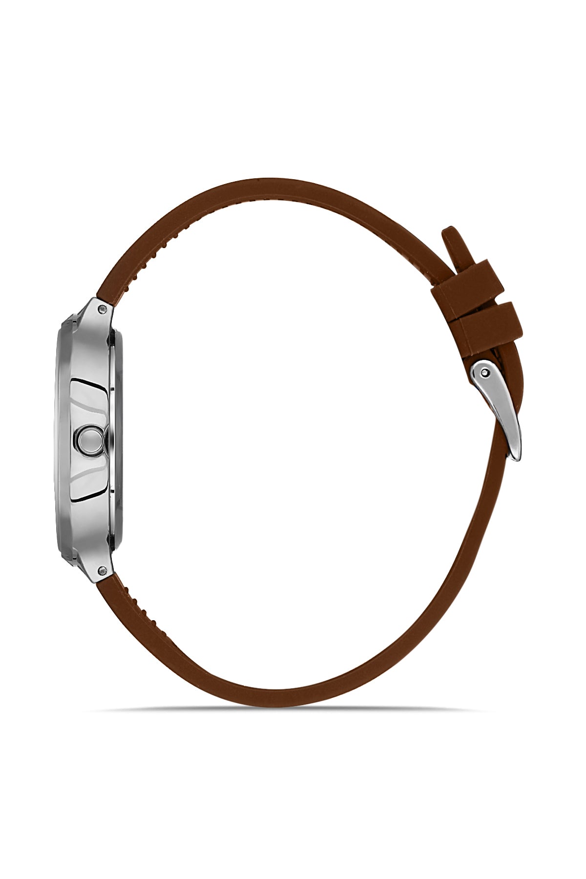 DAVID GUNER Gümüş Renk Kaplamalı Kahverengi Silikon Kordonlu Kadın Kol Saati - DG-8605LD-K6