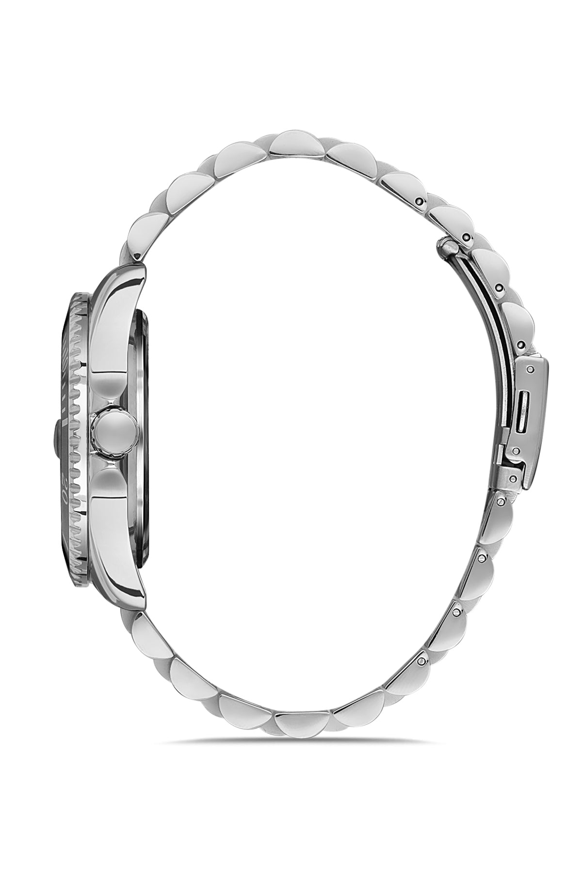 DAVID GUNER Gümüş Renk Kaplamalı Siyah Kadranlı Takvimli Erkek Kol Saati - DG-8230GA-A2