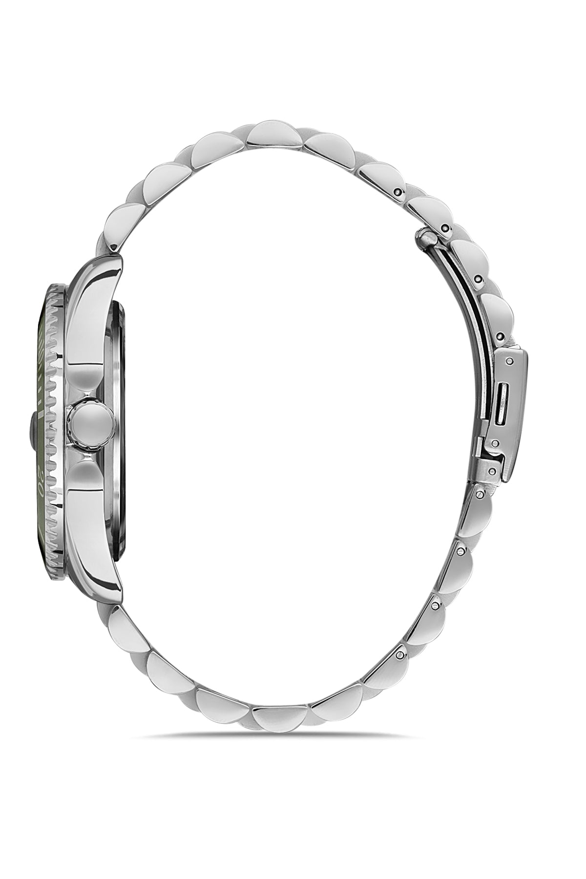 DAVID GUNER Gümüş Renk Kaplamalı Yeşil Kadranlı Takvimli Erkek Kol Saati - DG-8230GA-A10