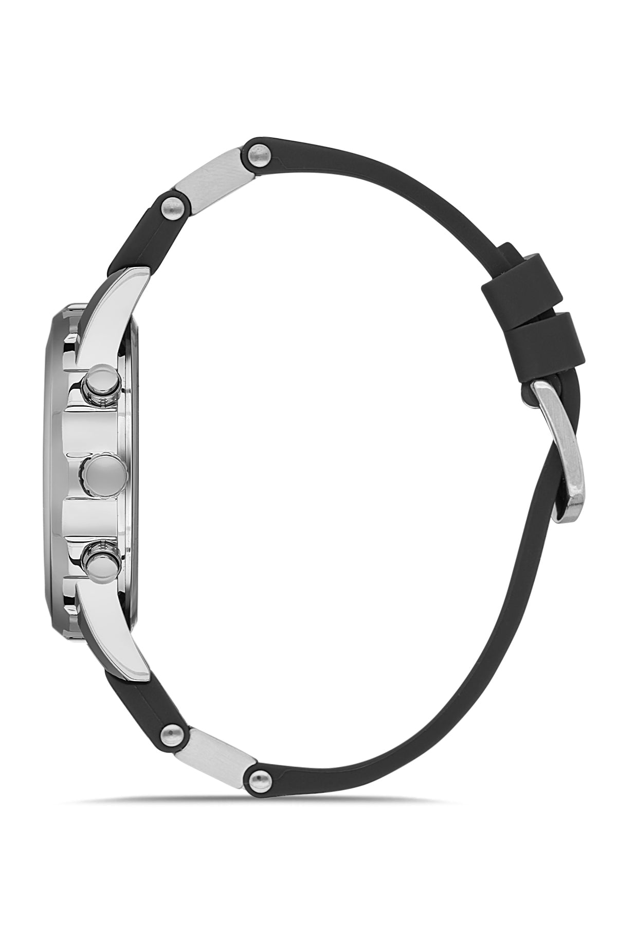 DAVID GUNER Gümüş Siyah Kadranlı Siyah Silikon Kayışlı Erkek Kol Saati - DG-8456GD-J2