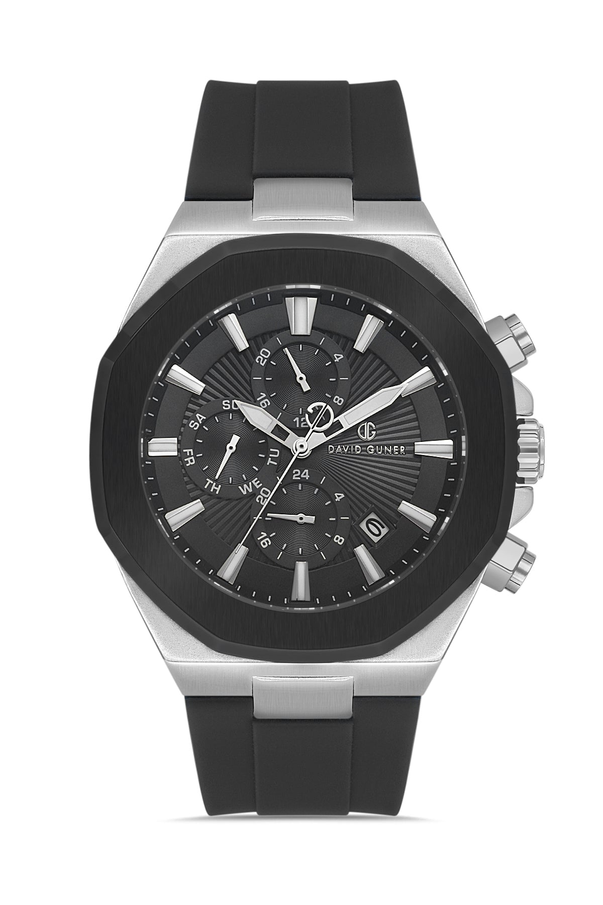 DAVID GUNER Gümüş siyah Kaplamalı Gümüş Kadranlı Erkek Kol Saati - DG-8848GD-J2