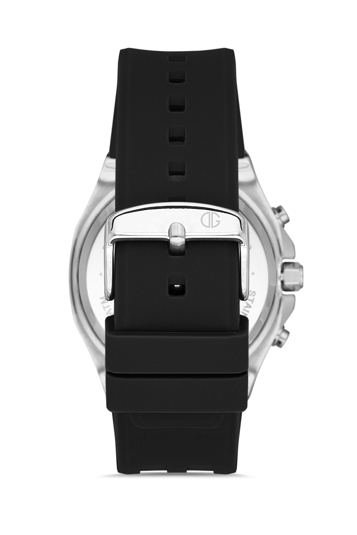 DAVID GUNER Gümüş Siyah Kaplamalı Silikon Kordonlu Erkek Kol Saati - DG-8396GD-J2