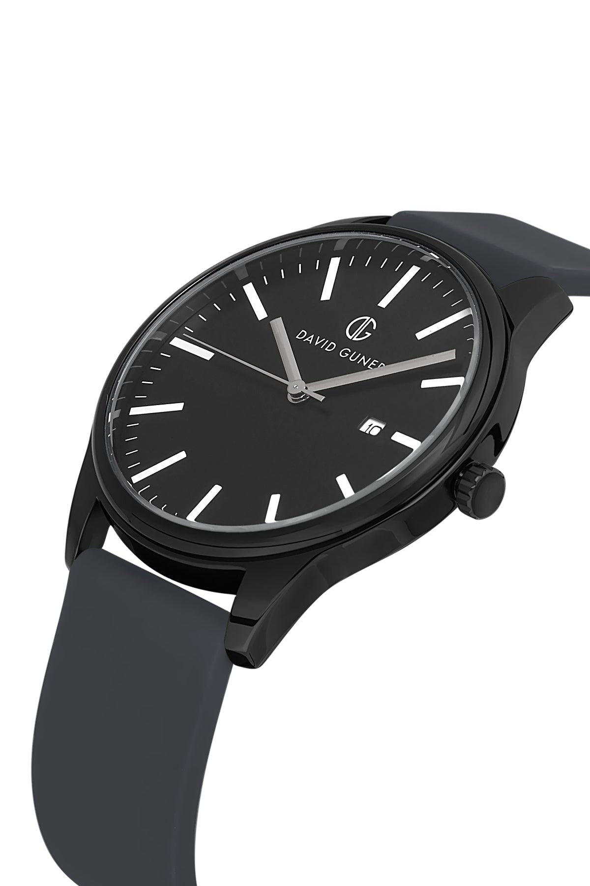 DAVID GUNER Siyah Kadranlı Siyah Kaplamalı Siyah Silikon Kordonlu Takvimli Erkek Kol Saati - DG-8491GD-Y2