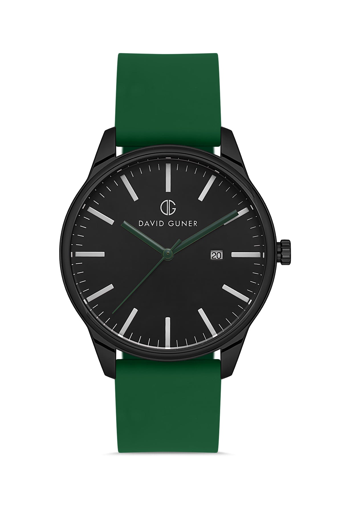 DAVID GUNER Siyah Kadranlı Yeşil Silikon Kordonlu Takvimli Erkek Kol Saati - DG-8491GD-ZF2
