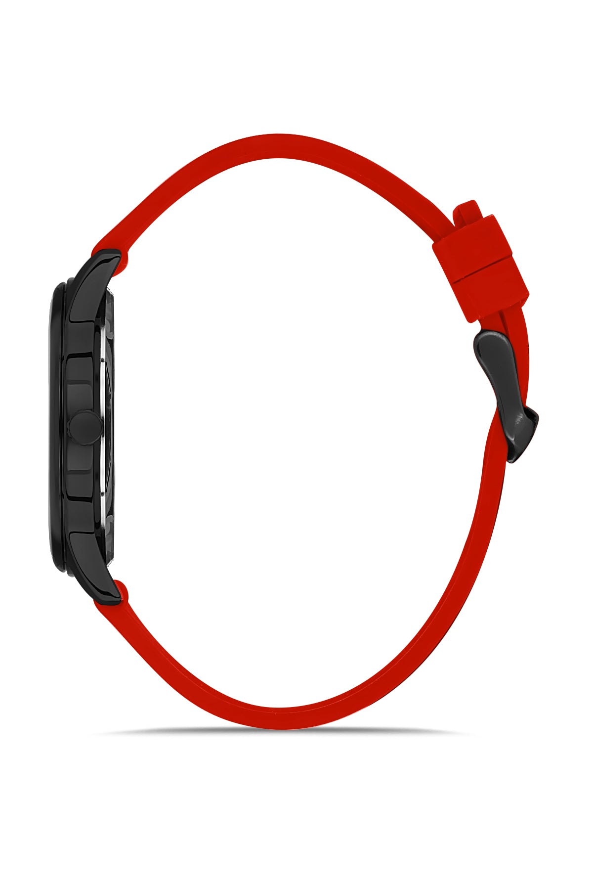 DAVID GUNER Men's Watch with Black Dial and Red Silicone Band Calendar