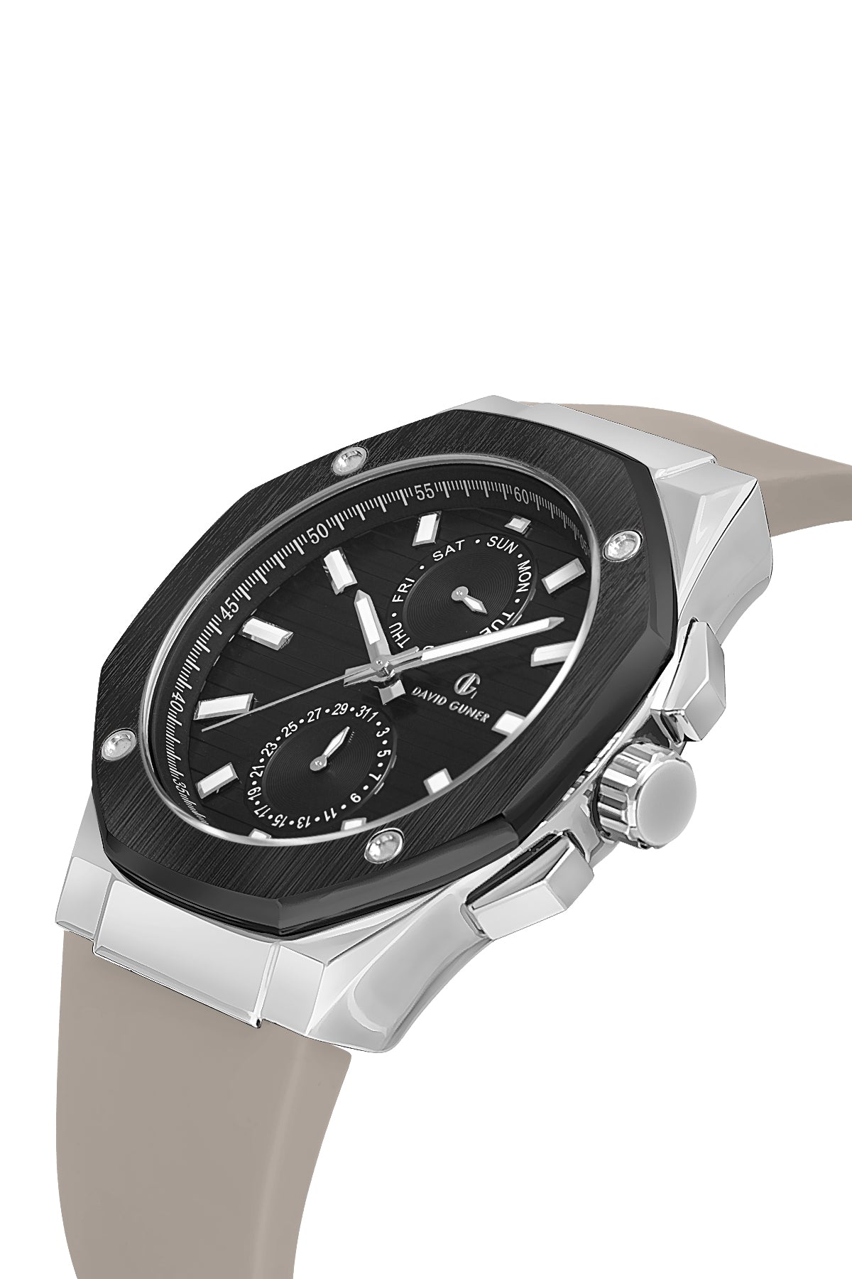 DAVID GUNER GÜMÜŞ SİYAH KAPLAMALI SİYAH KADRANLI ERKEK KOL SAATİ DG-8705GD-J2