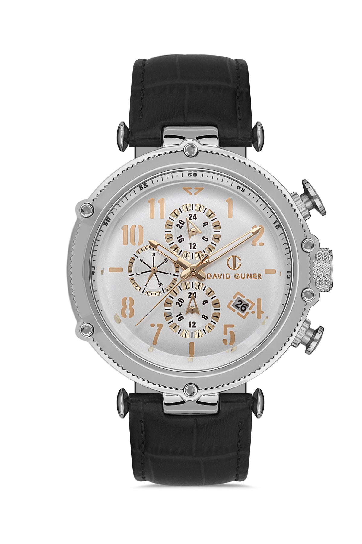 DAVID GUNER GUN KAPLAMALI BEYAZ KADRANLI ERKEK KOL SAATİ DG-8247GB-J1