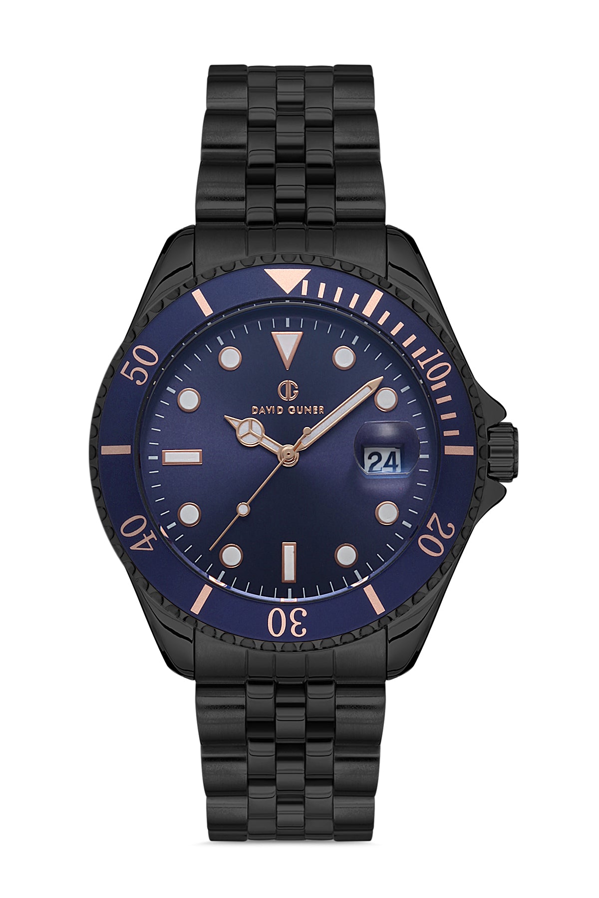 DAVID GUNER Gun Kaplamalı Lacivert Kadranlı Takvimli Erkek Kol Saati - DG-8230GA-V3