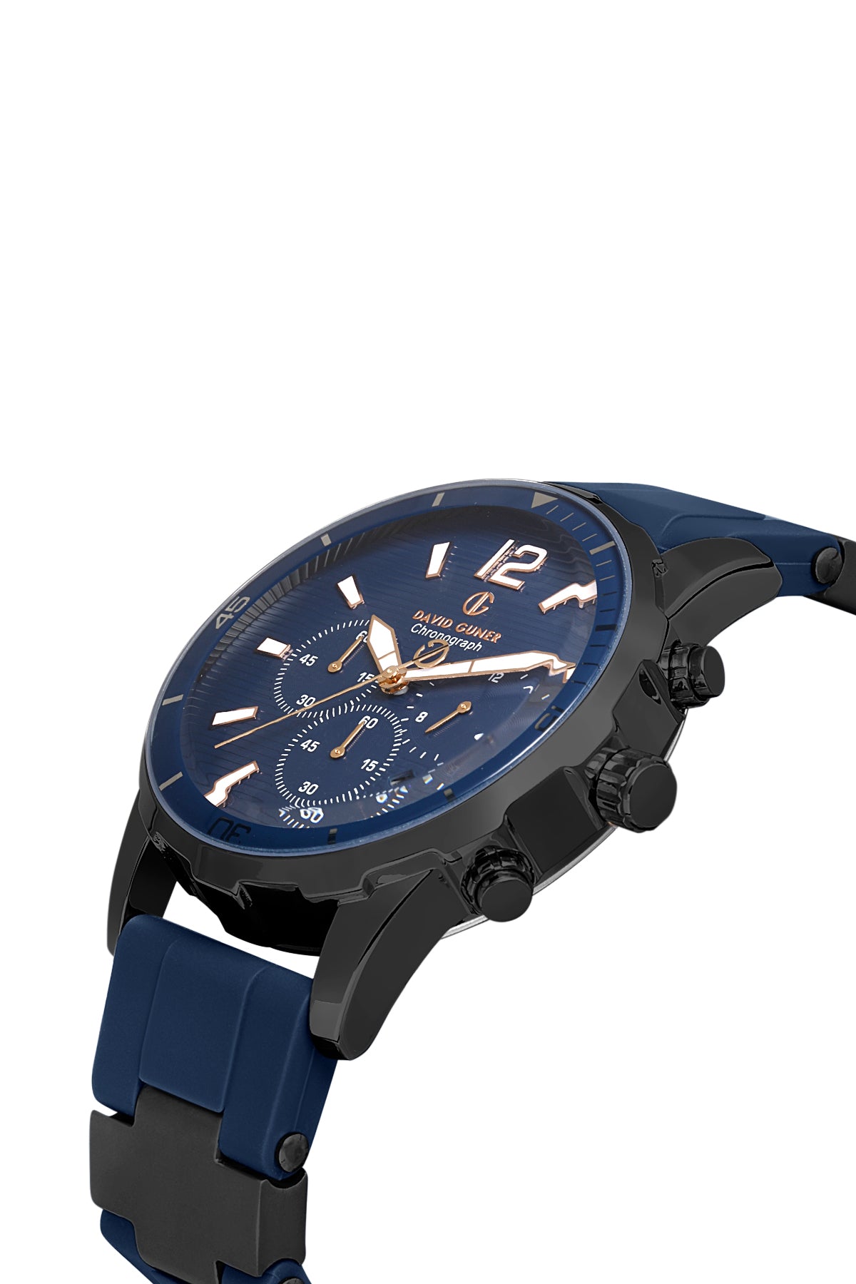 DAVID GUNER Mavi Kadranlı Gunmetal Detaylı Mavi Silikon Kayışlı Erkek Kol Saati - DG-8456GD-ZA3