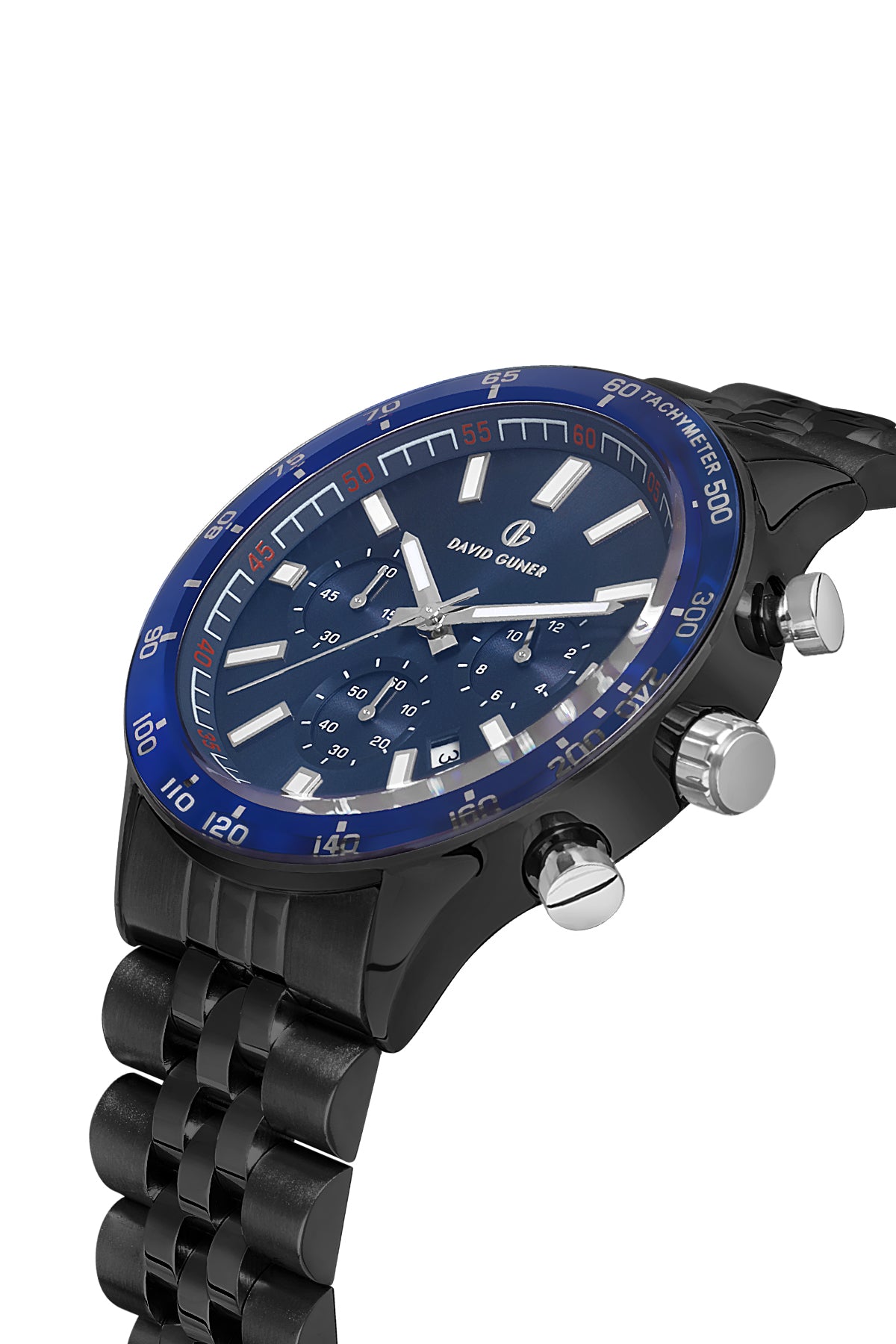 DAVID GUNER Gun Renk Kaplamalı Mavi Kadranlı Multi Fonksiyonlu Erkek Kol Saati