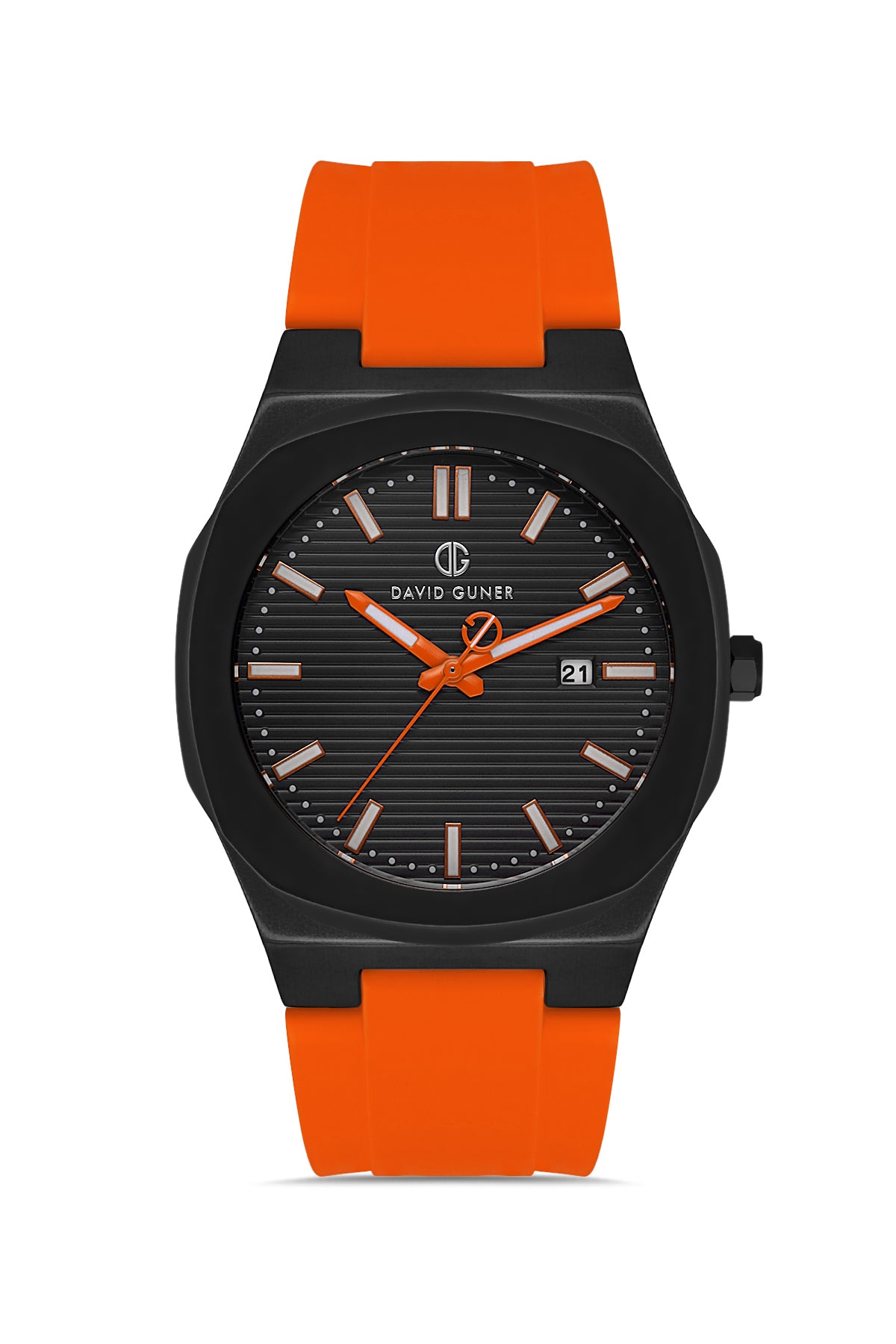 DAVID GUNER Gun Coated Men's Watch with Silicone Band