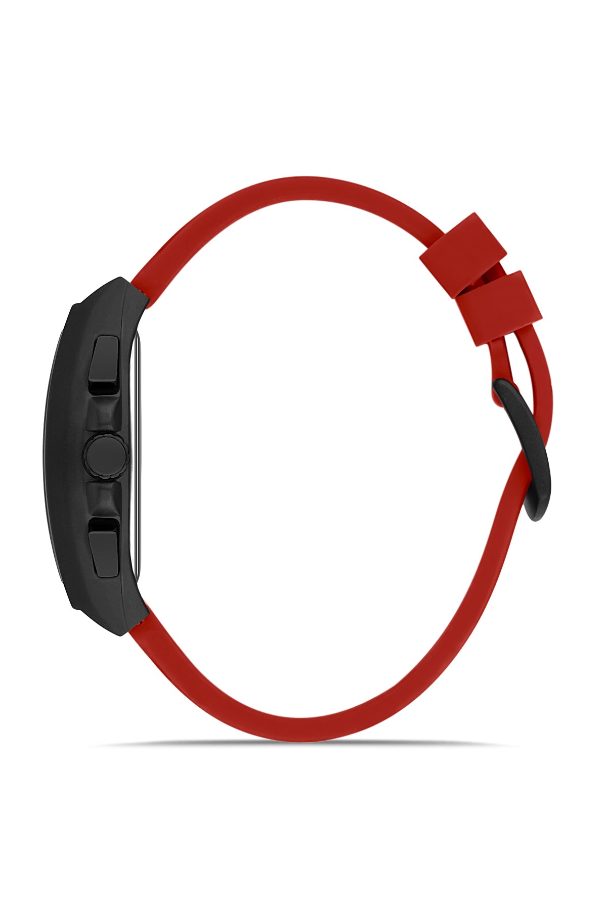 DAVID GUNER Gun Coated Men's Watch with Black Dial and Red Silicone Band