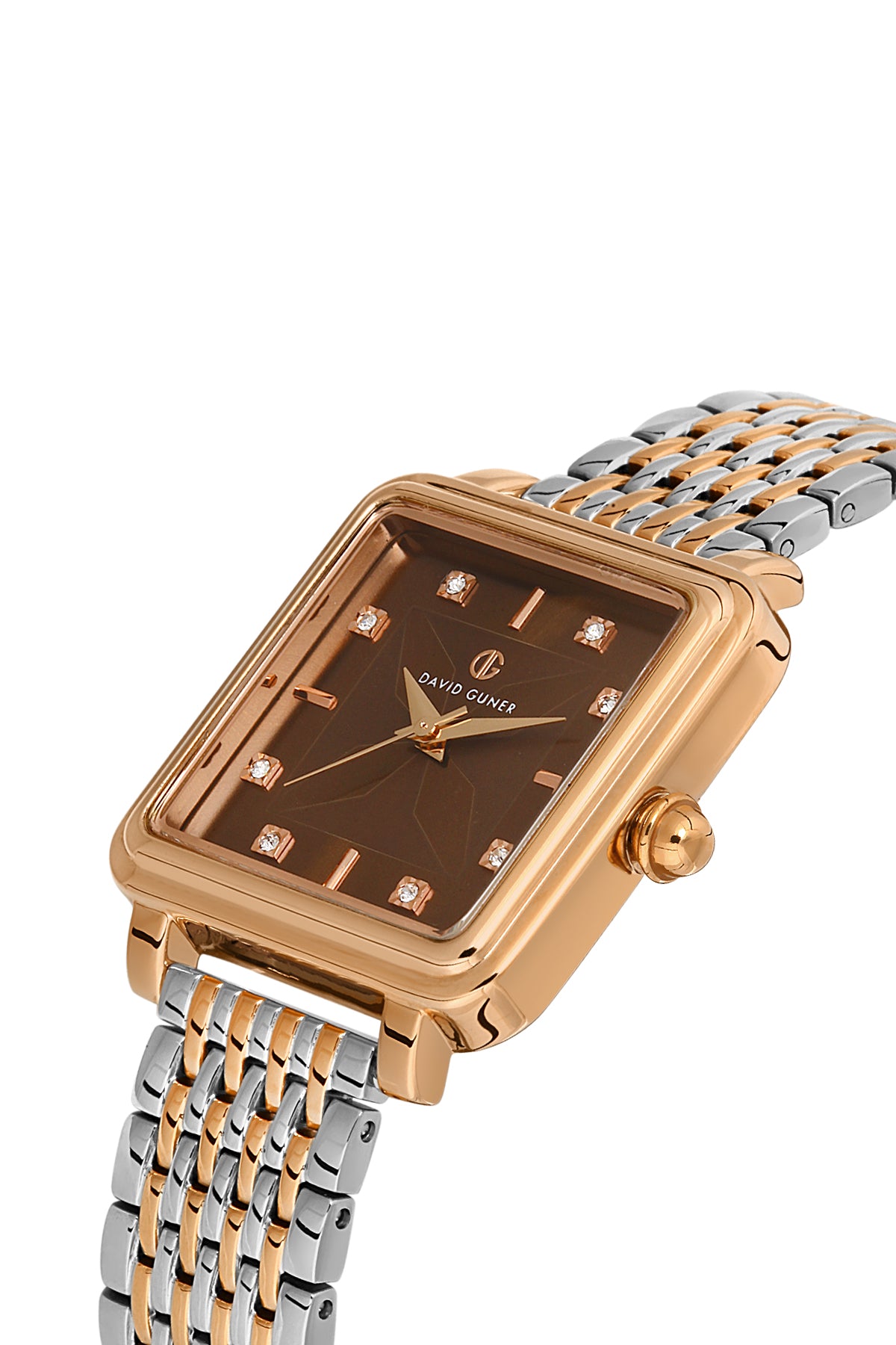 DAVID GUNER Kahverengi Kadranlı Rose Beyaz Kaplamalı Kadın Kol Saati - DG-8471LA-E6