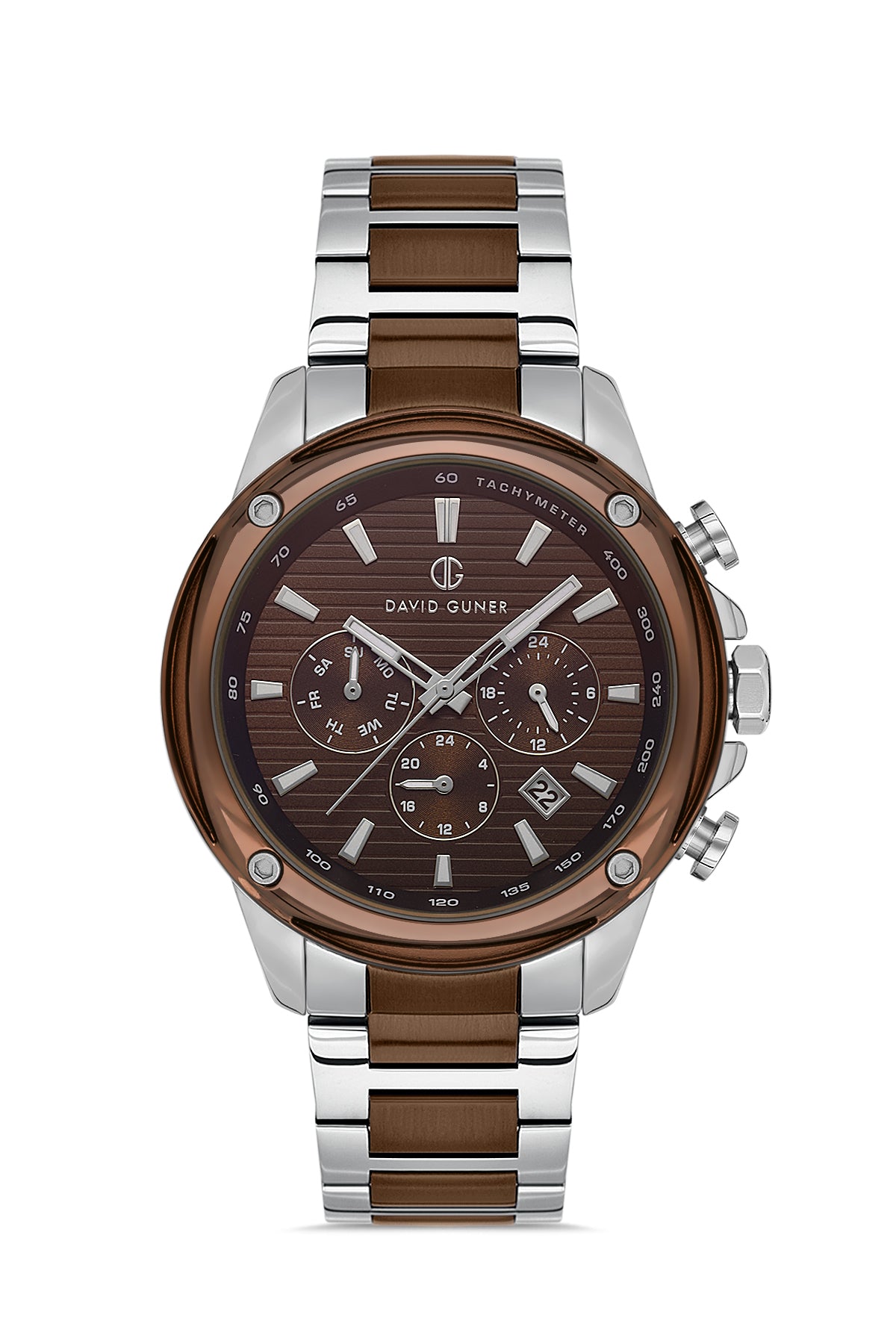 DAVID GUNER Kahverengi Kaplama Kahverengi Kadranlı Paslanmaz Masif Çelik Erkek Kol Saati - DG-8625GA-K6