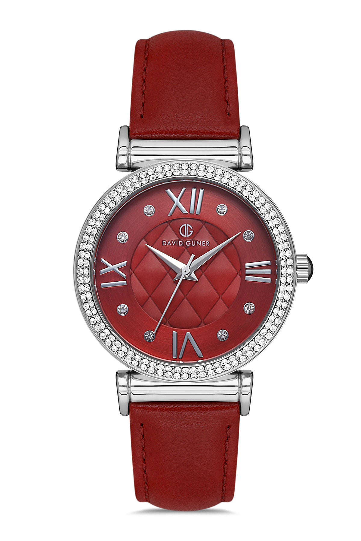 DAVID GUNER Red Leather Band Women's Watch