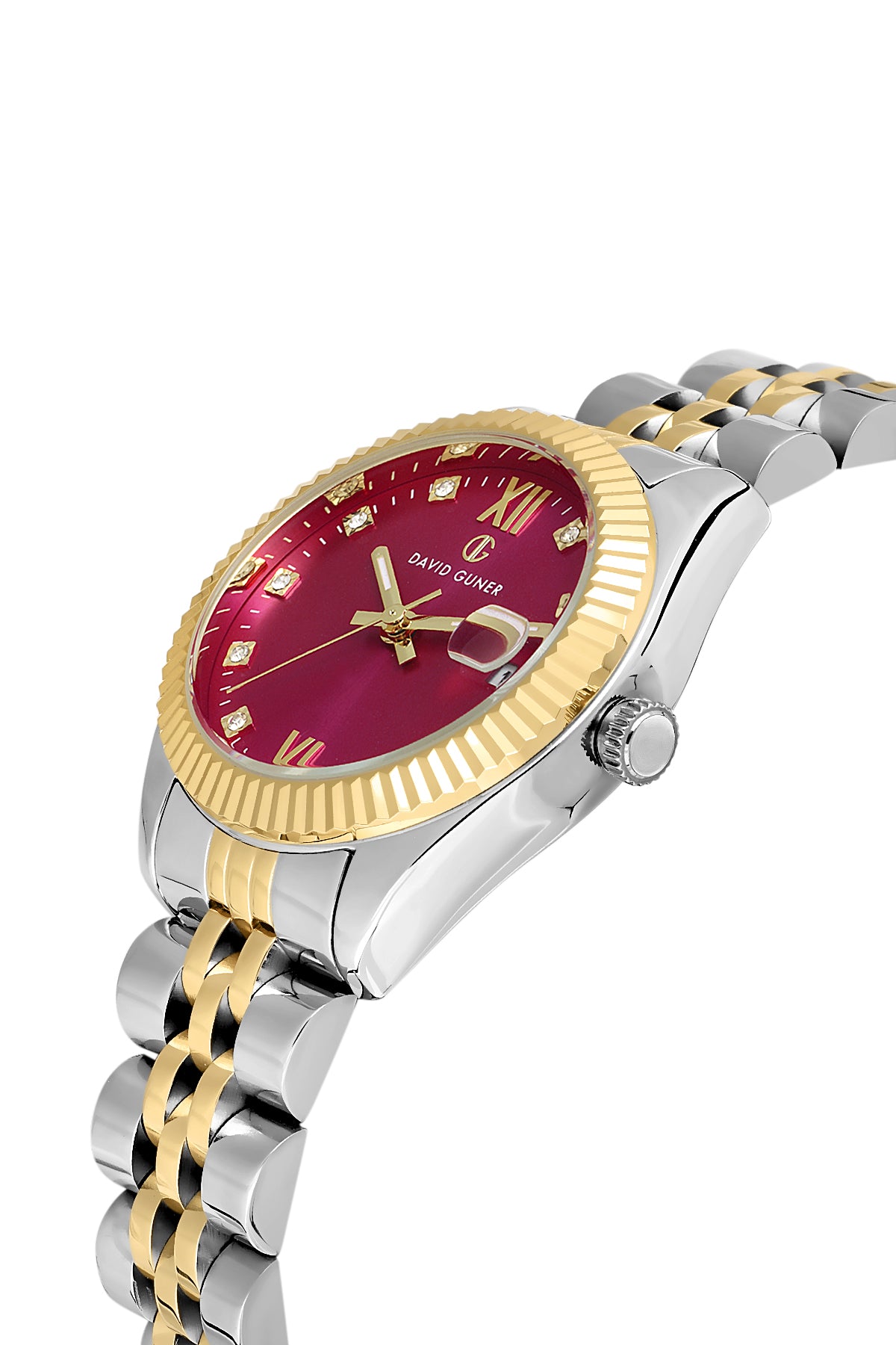 DAVID GUNER Kırmızı Kadranlı Sarı Beyaz Kaplamalı Kadın Kol Saati - DG-8630LA-D8
