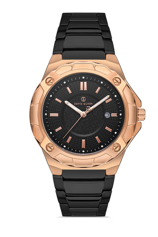 DAVID GUNER ROSE SİYAH KAPLAMALI SİYAH KADRANLI ERKEK KOL SAATİ DG-8353GA-R2