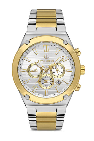 DAVID GUNER SARI BEYAZ KAPLAMALI BEYAZ KADRANLI ERKEK KOL SAATİ DG-8360GA-D1