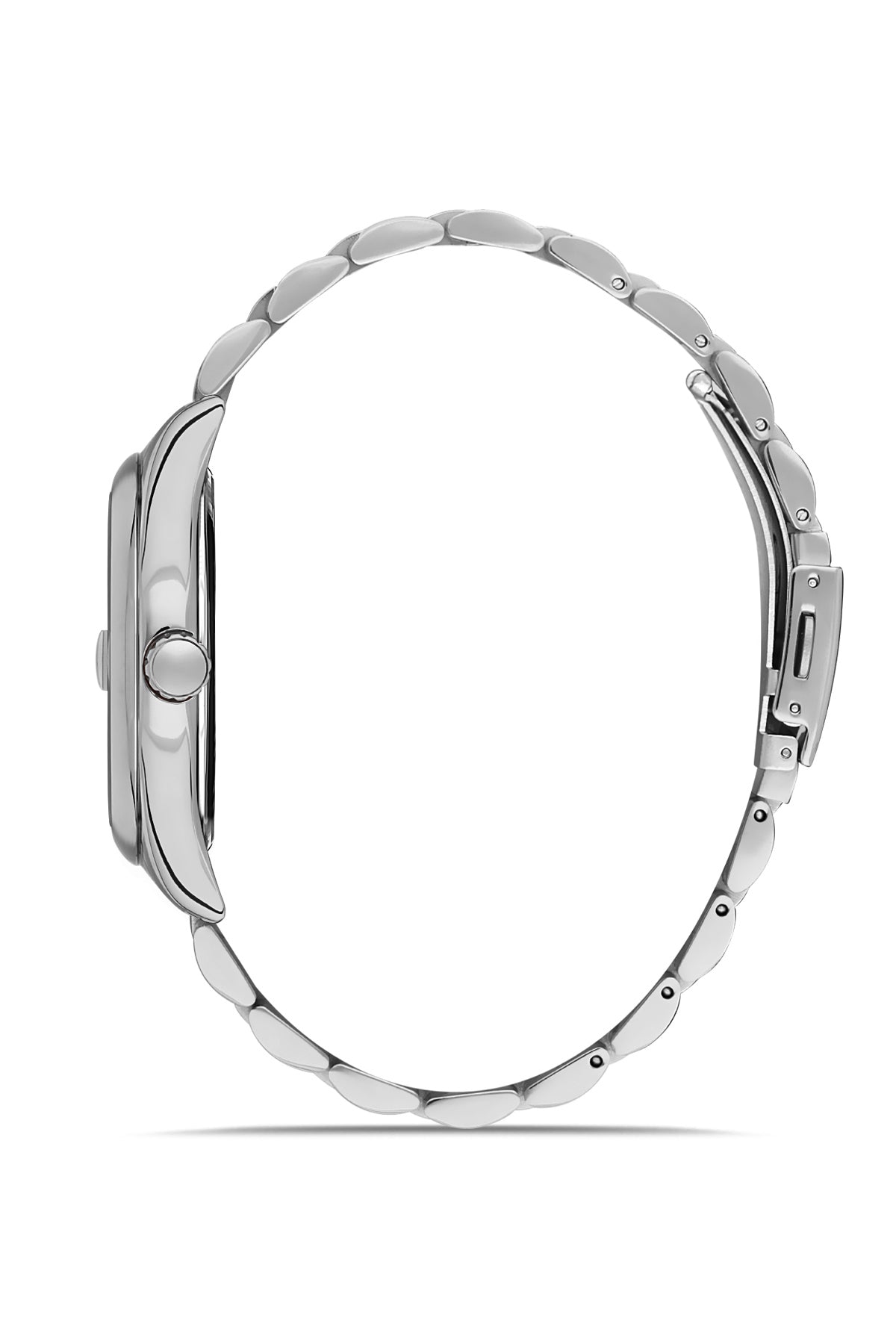 DAVID GUNER Beyaz Kadranlı Gümüş Kaplama Paslanmaz Çelik Kordonlu Erkek Kol Saati – DG-8390GA-A1