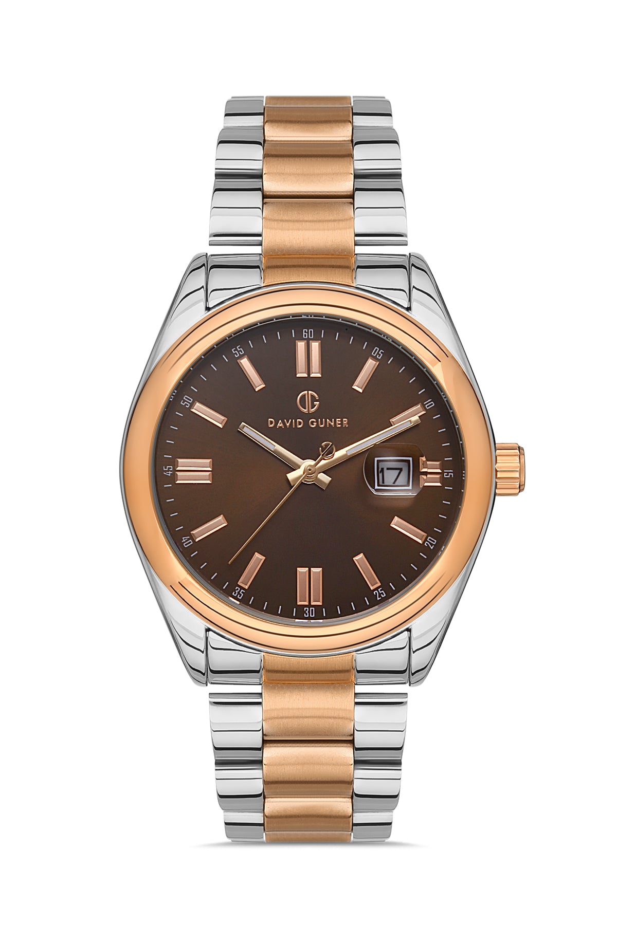 DAVID GUNER Kahverengi Kadranlı Kahverengi ve Gümüş Renk Kaplama Paslanmaz Çelik Kordonlu Erkek Kol Saati – DG-8390GA-E6