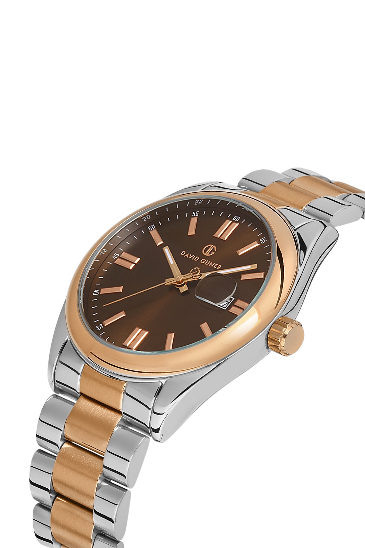 DAVID GUNER Kahverengi Kadranlı Kahverengi ve Gümüş Renk Kaplama Paslanmaz Çelik Kordonlu Erkek Kol Saati – DG-8390GA-E6