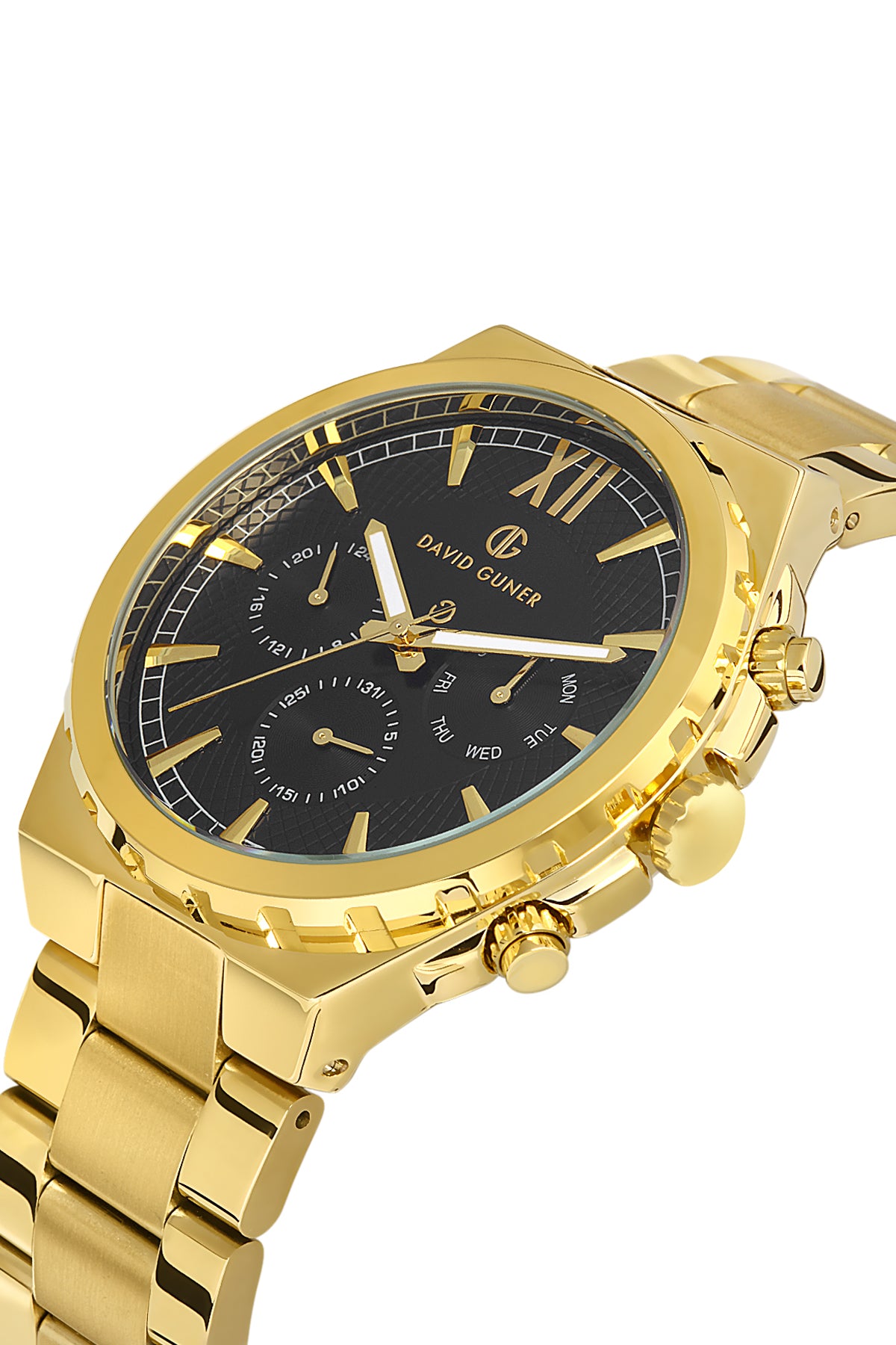 DAVID GUNER SARI KAPLAMALI SİYAH KADRANLI ERKEK KOL SAATİ DG-8410GA-B2
